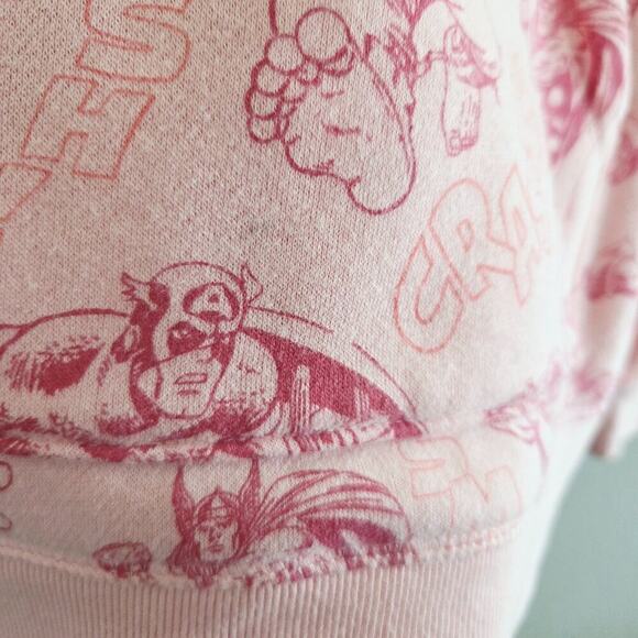 Disney Marvel Superhero Women's Pink Fleece Pullover Hoodie Sweatshirt Medium - Picture 9 of 11